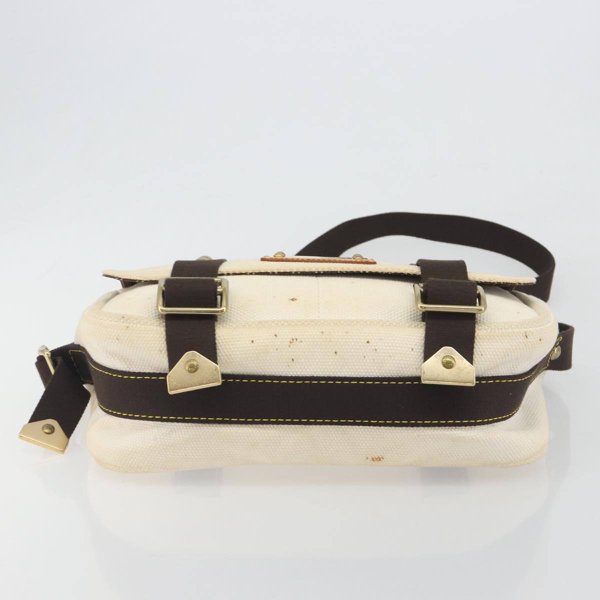 LOUIS VUITTON Antigua Buzas PM Bag Canvas White Brown M40042 LV Auth bs36763