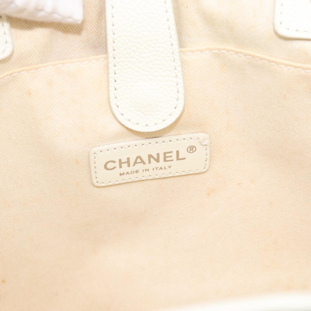 CHANEL Tote Bag Canvas Black White Silver CC Auth bs36766