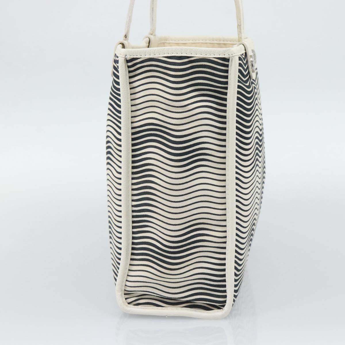 CHANEL Tote Bag Canvas Black White Silver CC Auth bs36766