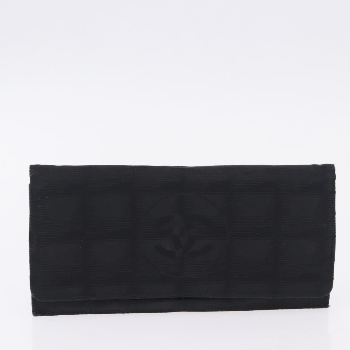 CHANEL New Travel Line Wallet Caviar Skin Leather 2 Set Black CC Auth bs36767