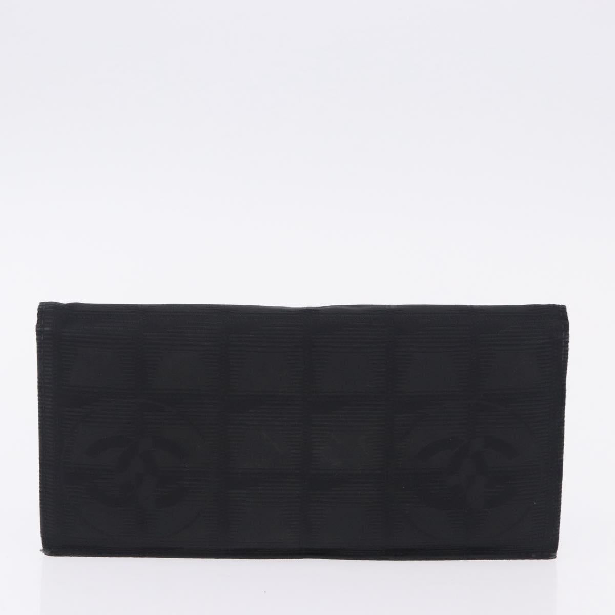 CHANEL New Travel Line Wallet Caviar Skin Leather 2 Set Black CC Auth bs36767