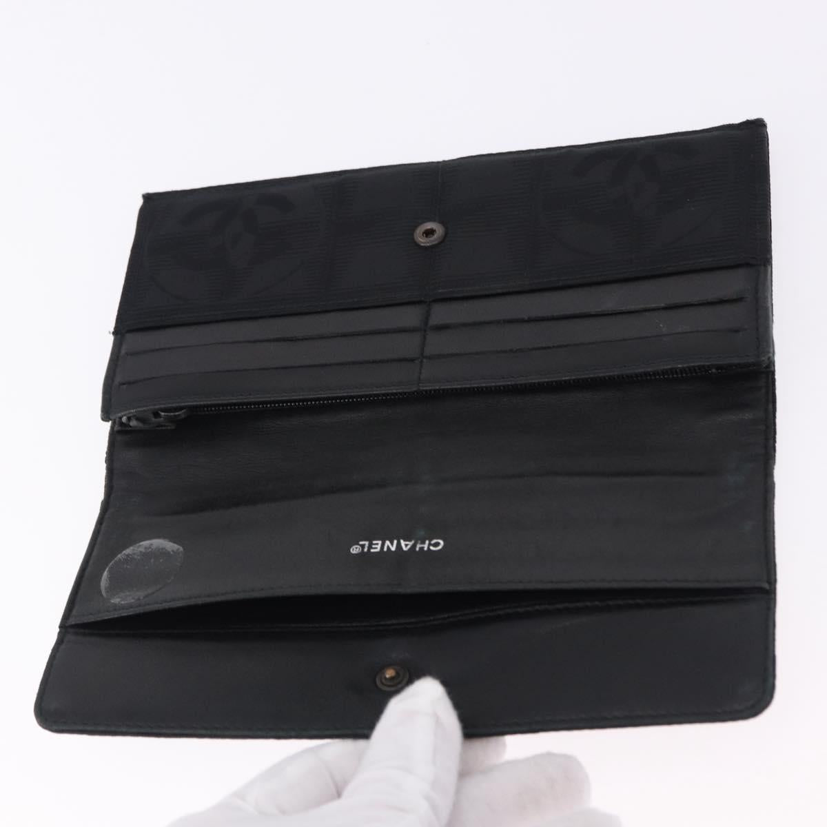 CHANEL New Travel Line Wallet Caviar Skin Leather 2 Set Black CC Auth bs36767