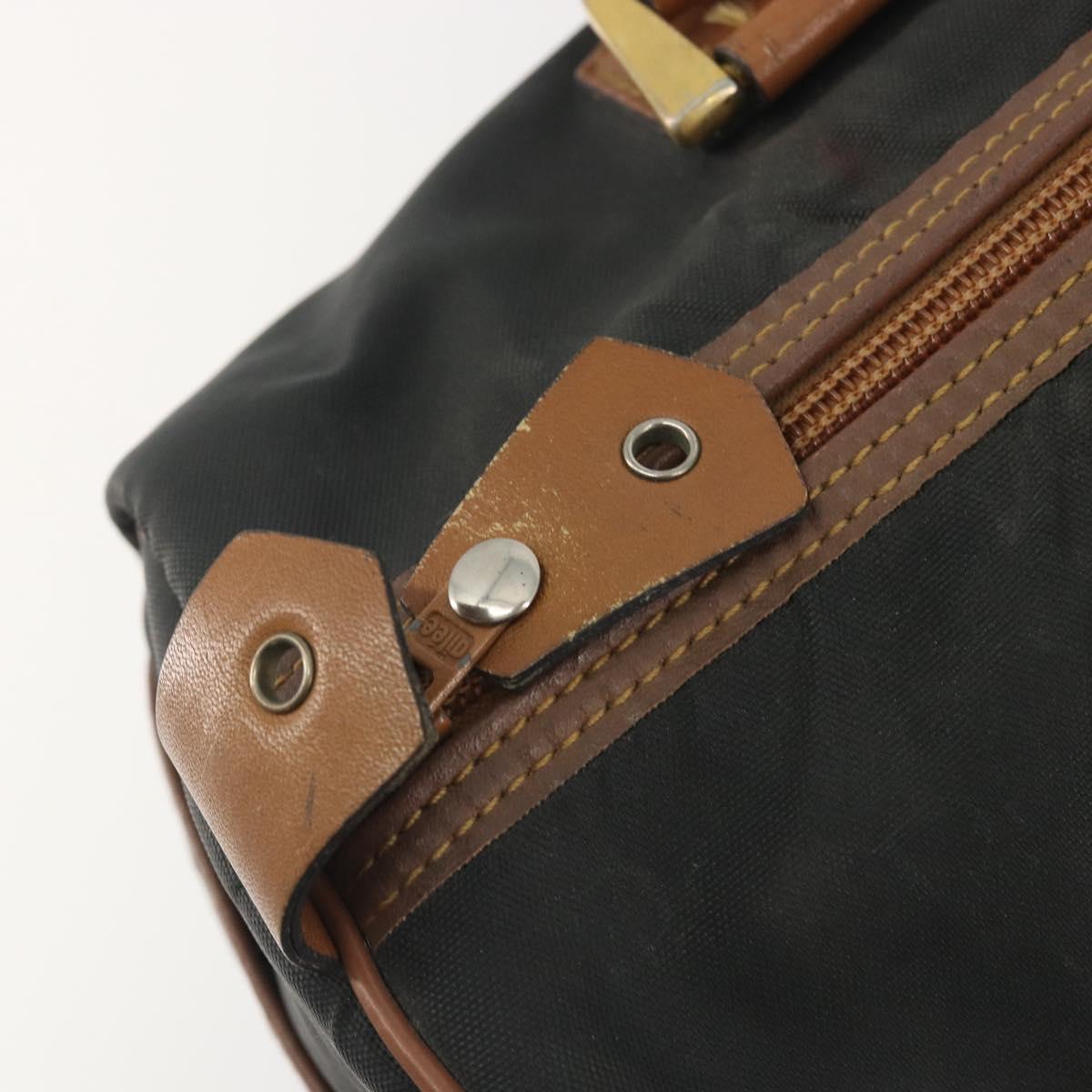 Christian Dior Honeycomb Canvas Hand Bag Nylon Black Gold Auth bs36771