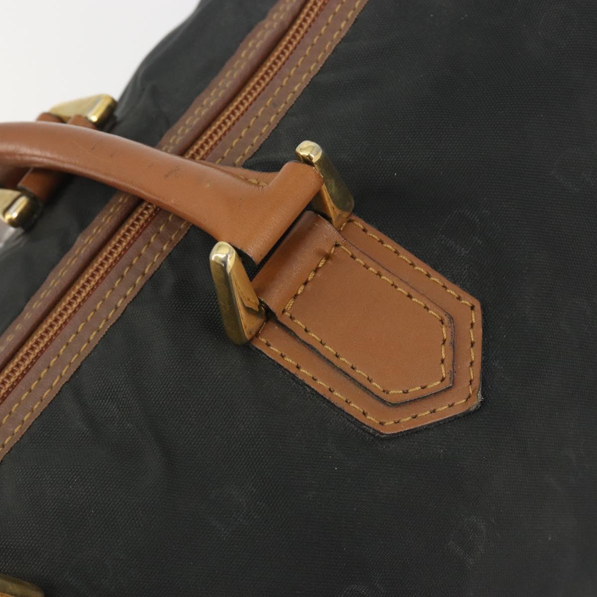Christian Dior Honeycomb Canvas Hand Bag Nylon Black Gold Auth bs36771