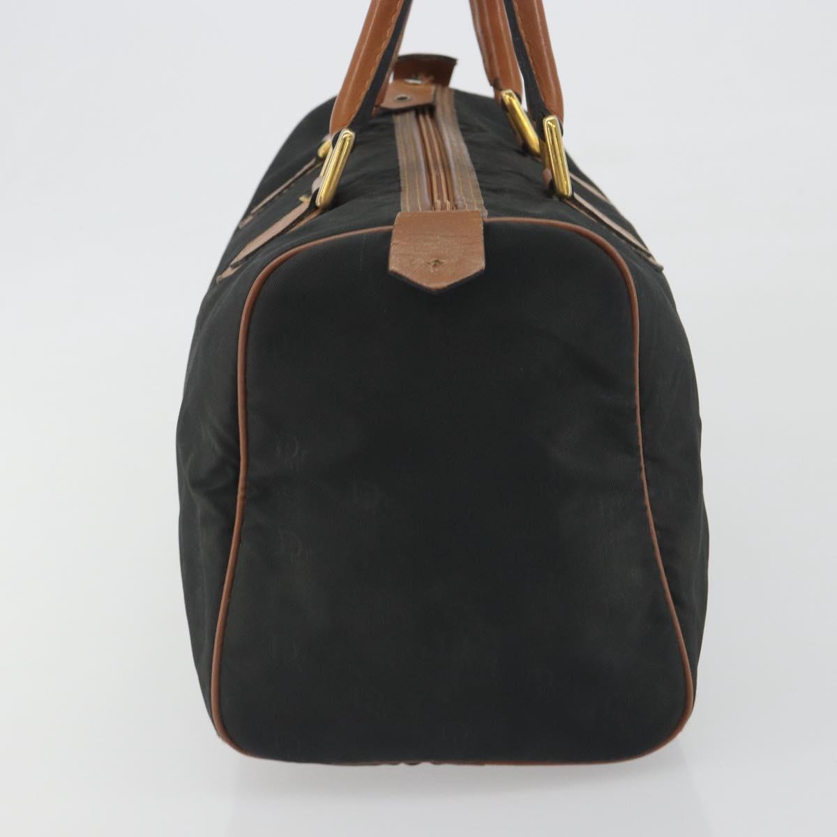 Christian Dior Honeycomb Canvas Hand Bag Nylon Black Gold Auth bs36771