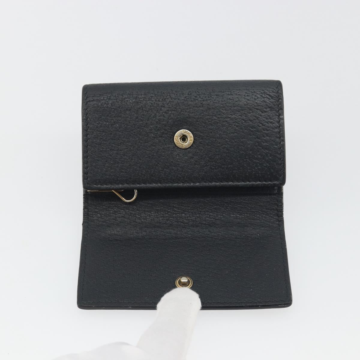 GUCCI GG Marmont Key Case Leather Black Gold 435305 Auth bs36772
