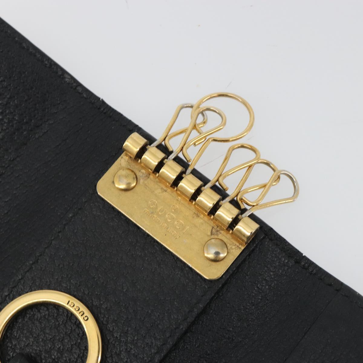 GUCCI GG Marmont Key Case Leather Black Gold 435305 Auth bs36772