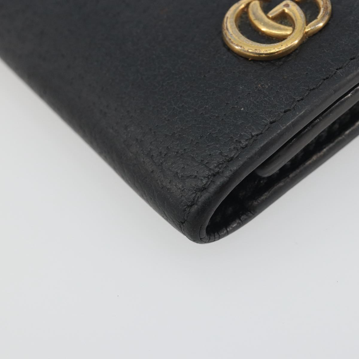 GUCCI GG Marmont Key Case Leather Black Gold 435305 Auth bs36772