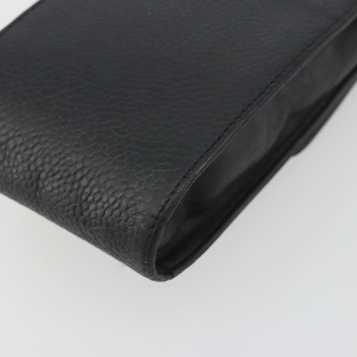 CHANEL COCO Mark Cigarette Case Caviar Skin Black Gold CC Auth bs36774