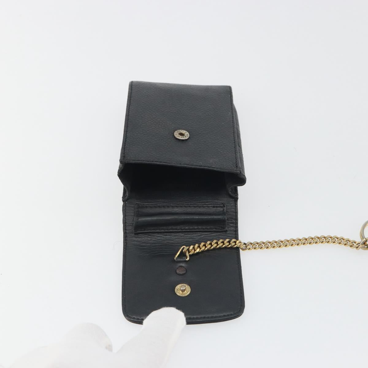 CHANEL COCO Mark Cigarette Case Caviar Skin Black Gold CC Auth bs36774