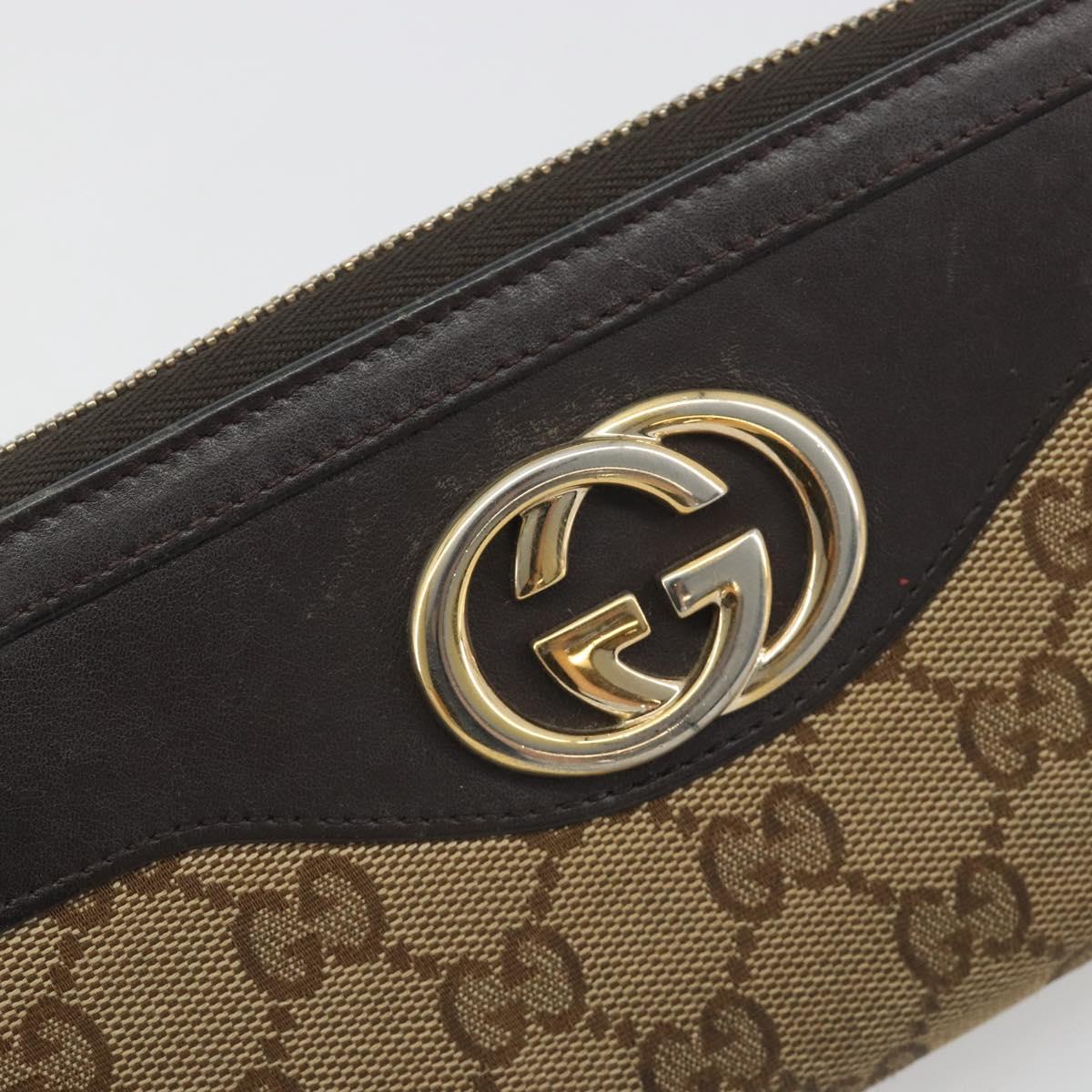 GUCCI GG Canvas Long Wallet Beige Gold 308012 Auth bs36775