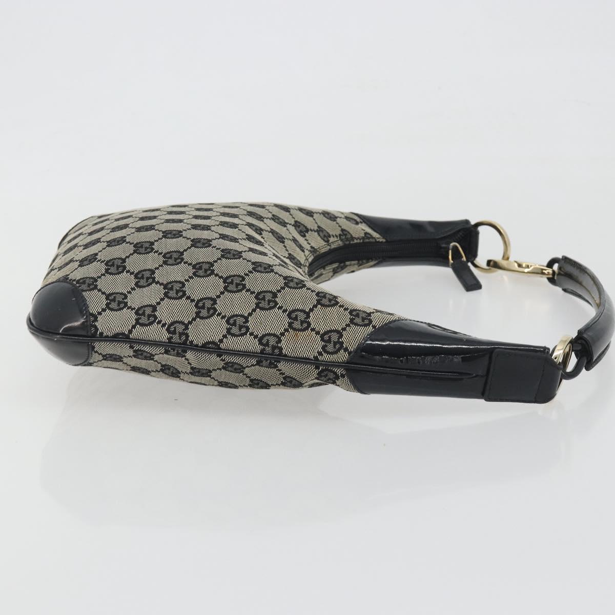GUCCI GG Canvas Shoulder Bag Black Gold 001 4158 Auth bs36776A
