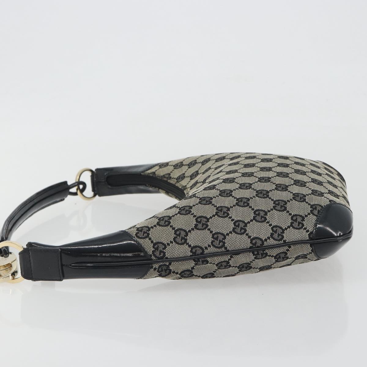 GUCCI GG Canvas Shoulder Bag Black Gold 001 4158 Auth bs36776A