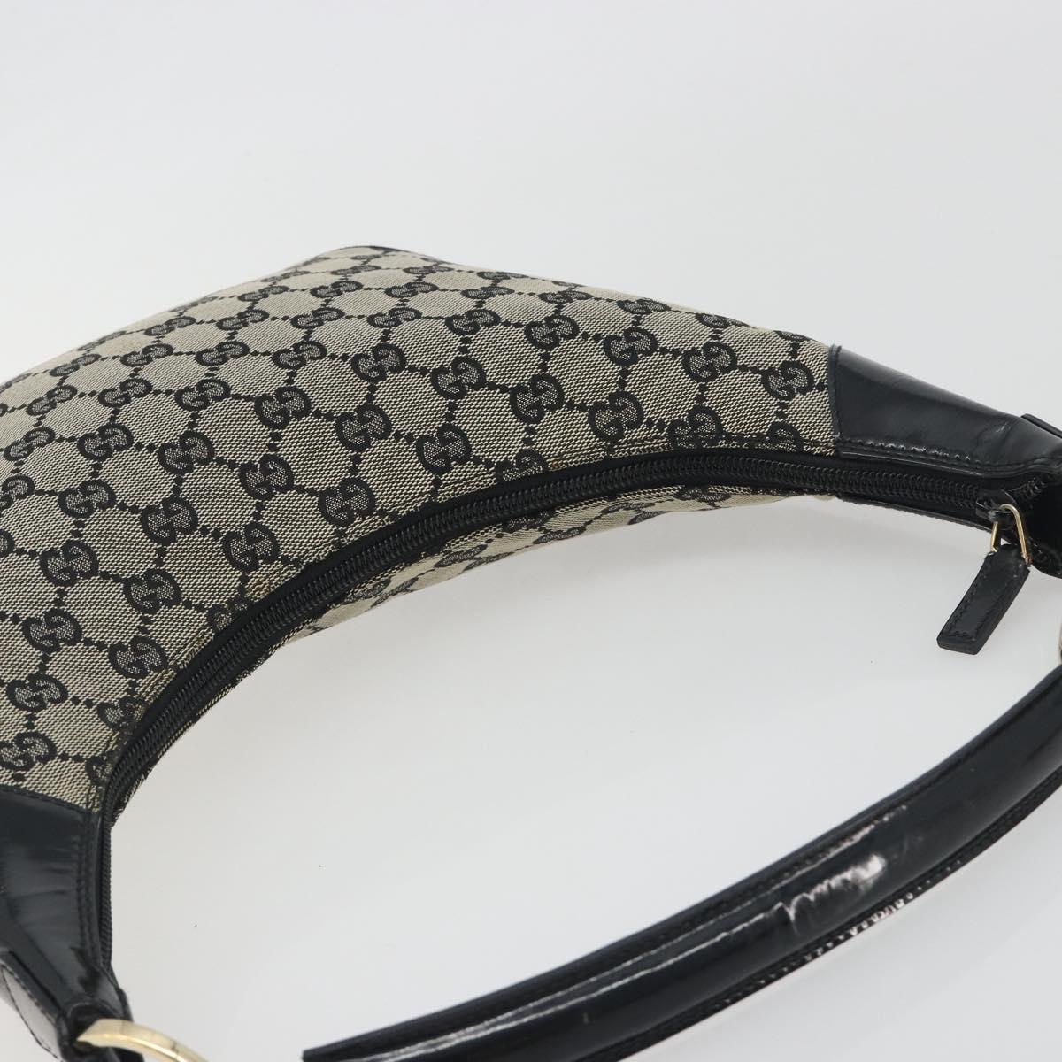GUCCI GG Canvas Shoulder Bag Black Gold 001 4158 Auth bs36776A