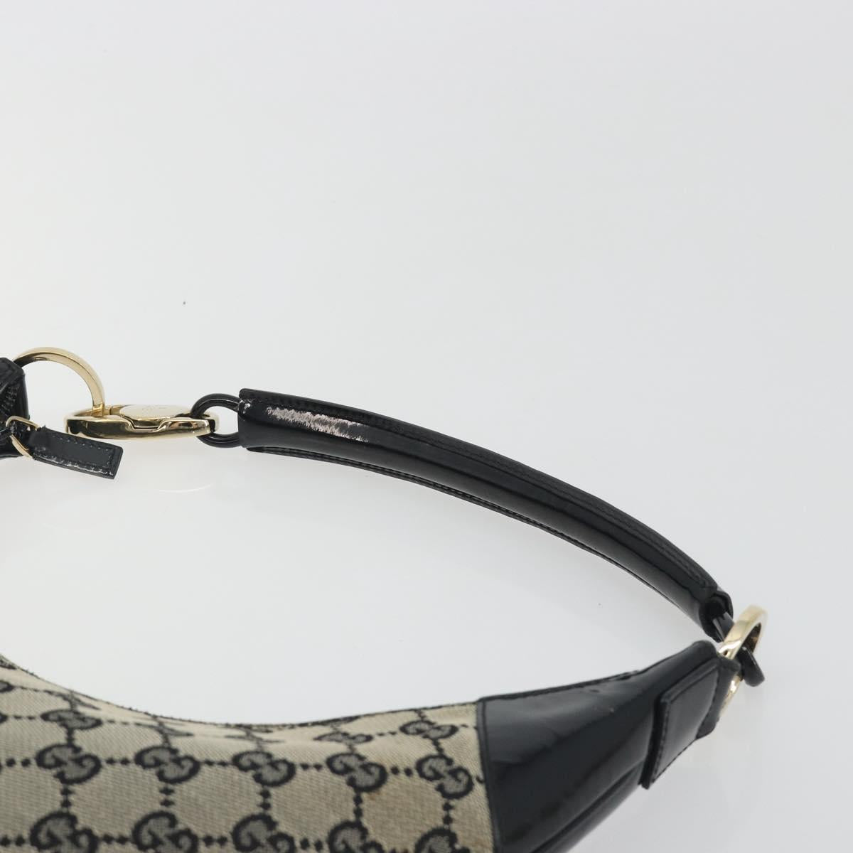 GUCCI GG Canvas Shoulder Bag Black Gold 001 4158 Auth bs36776A