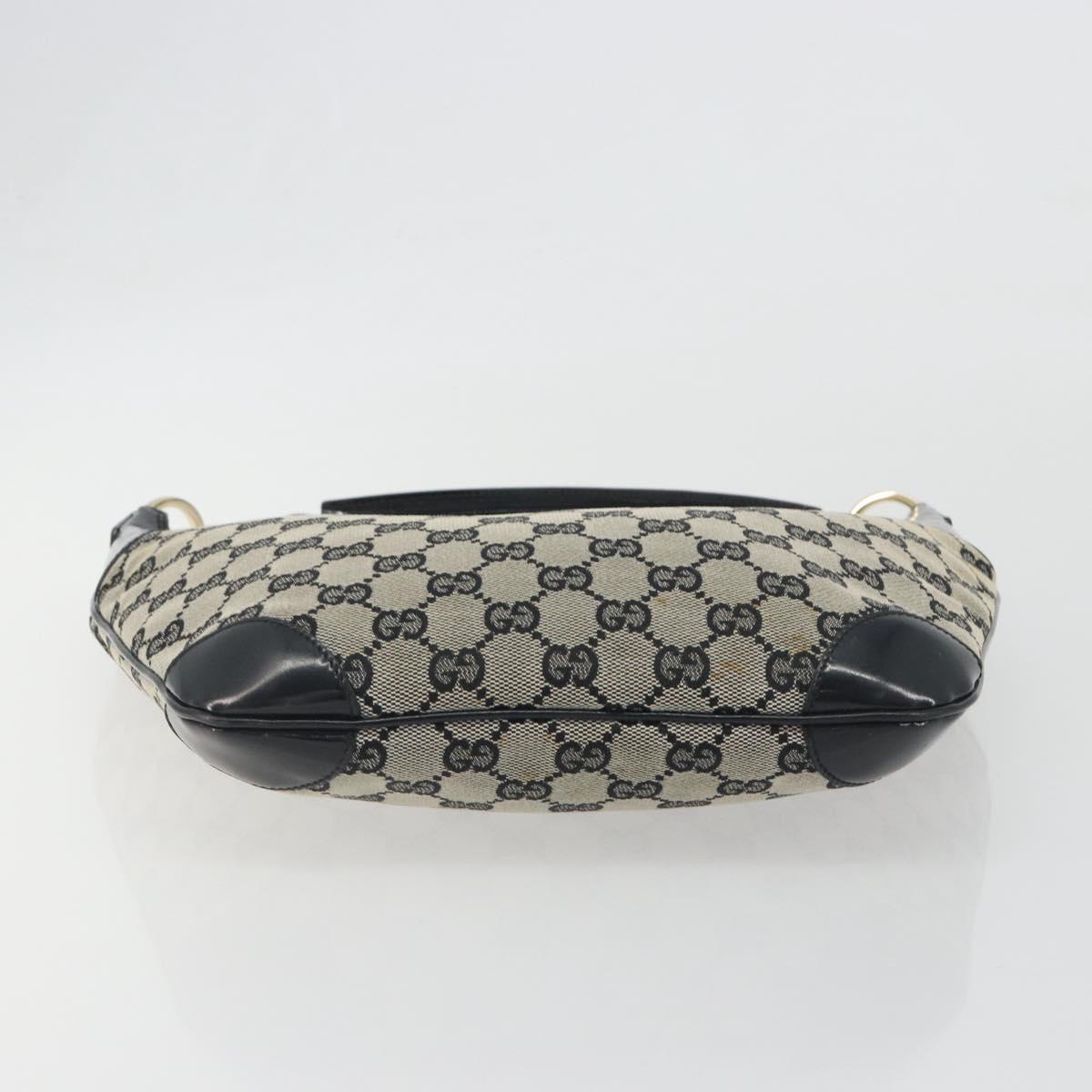 GUCCI GG Canvas Shoulder Bag Black Gold 001 4158 Auth bs36776A
