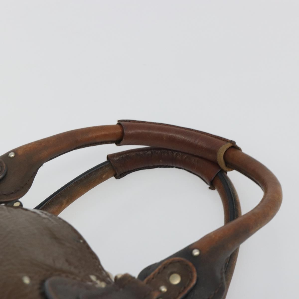 Chloe Paddington Hand Bag Patent Leather Khaki Silver gold Auth bs36778