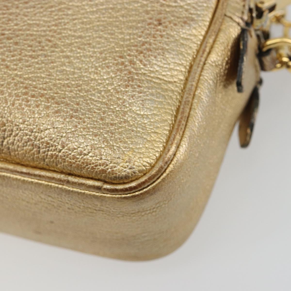 Miu Miu Shoulder Bag Leather Gold Auth bs36779A