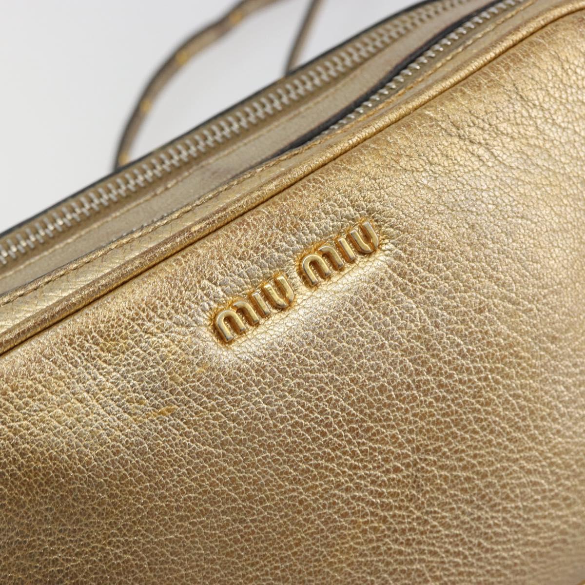 Miu Miu Shoulder Bag Leather Gold Auth bs36779A