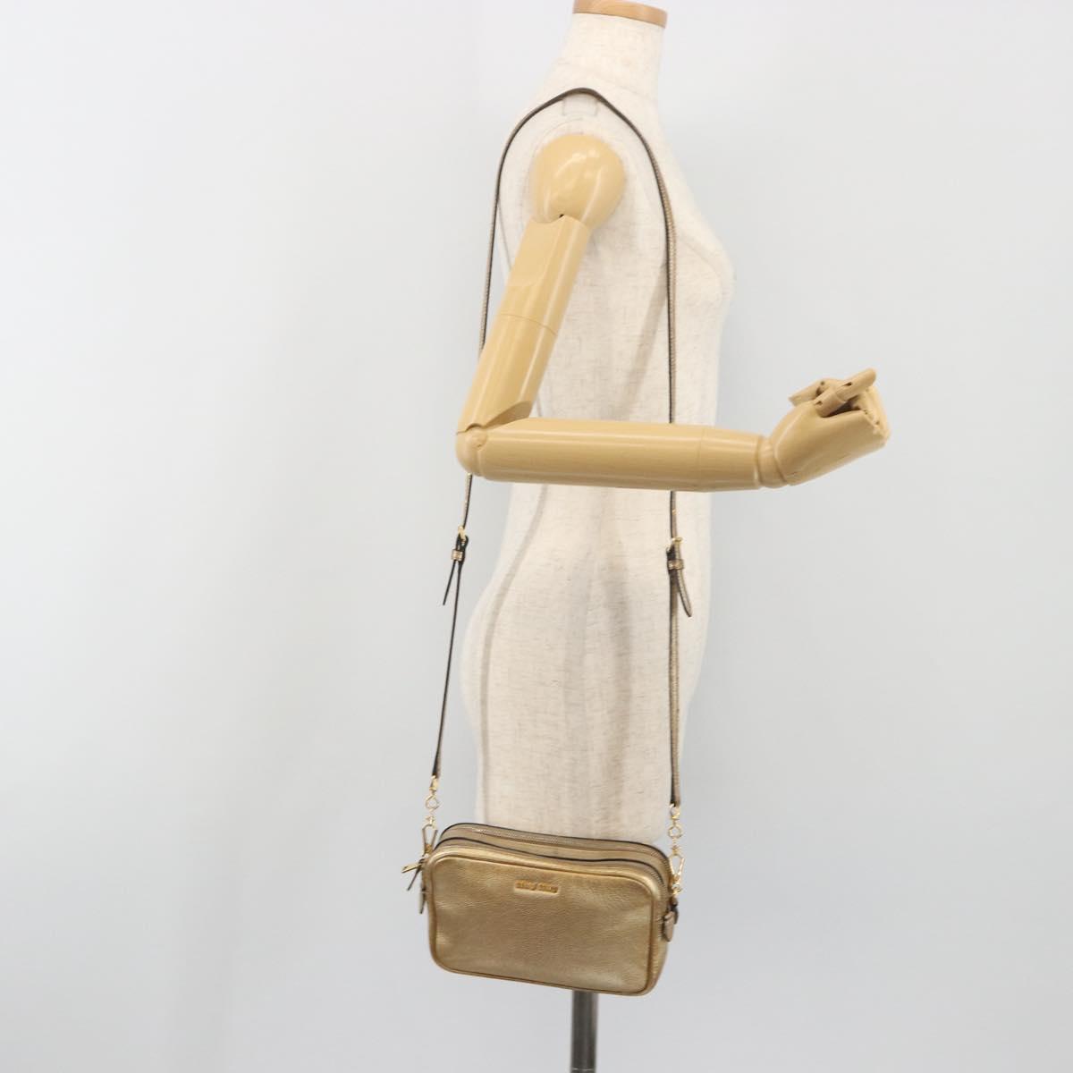 Miu Miu Shoulder Bag Leather Gold Auth bs36779A