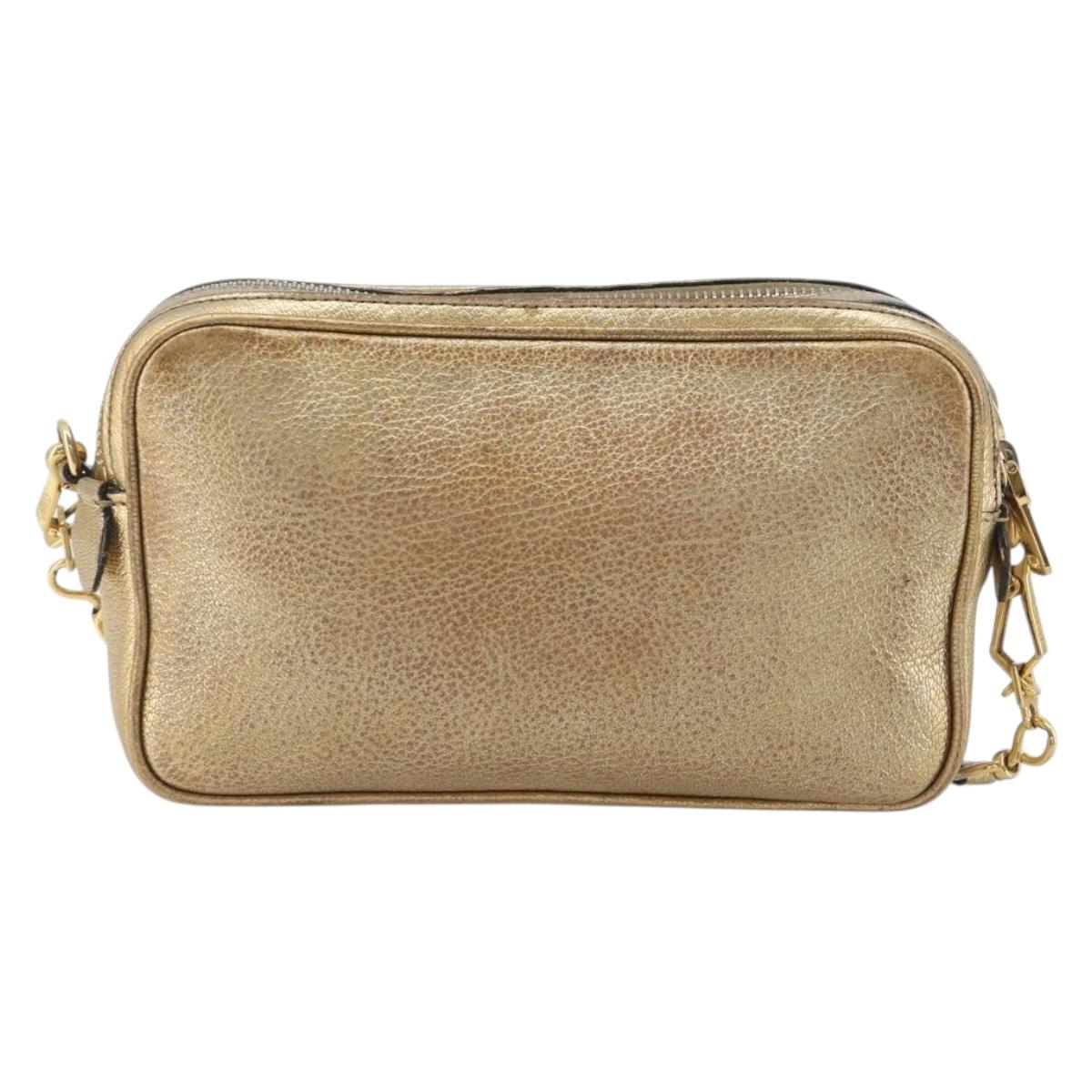 Miu Miu Shoulder Bag Leather Gold Auth bs36779A