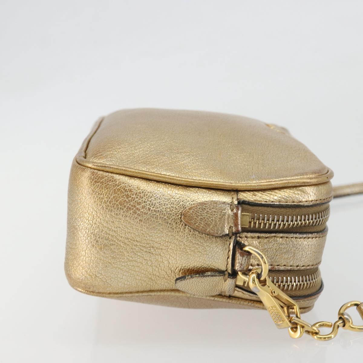 Miu Miu Shoulder Bag Leather Gold Auth bs36779A