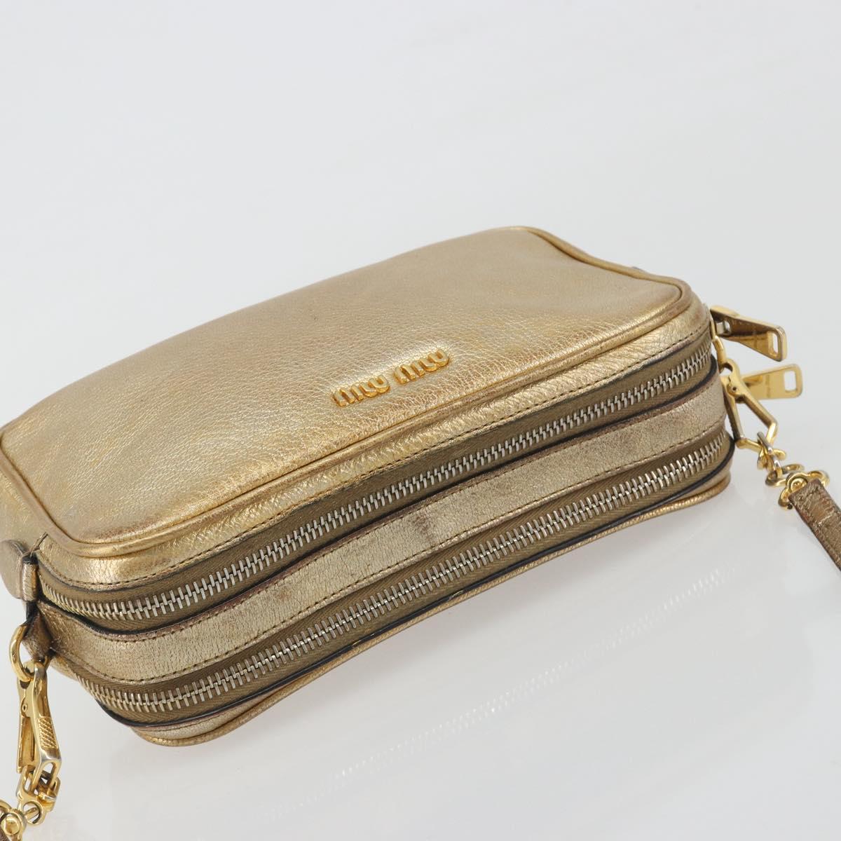 Miu Miu Shoulder Bag Leather Gold Auth bs36779A