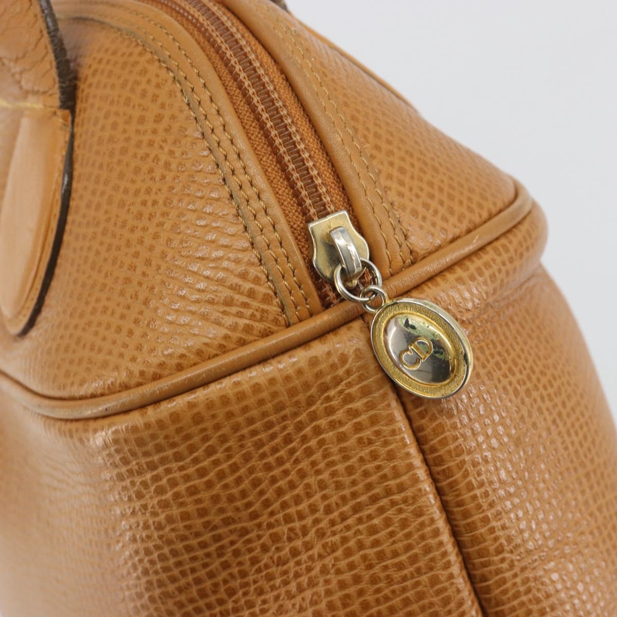 Christian Dior Hand Bag Leather 2way Brown Gold Auth bs36780
