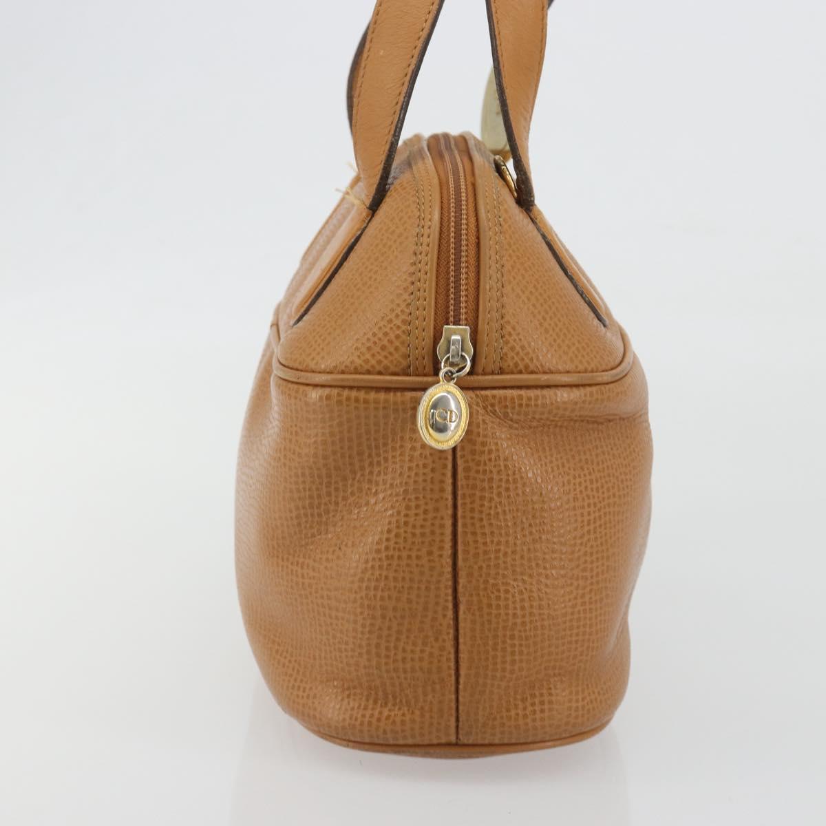Christian Dior Hand Bag Leather 2way Brown Gold Auth bs36780