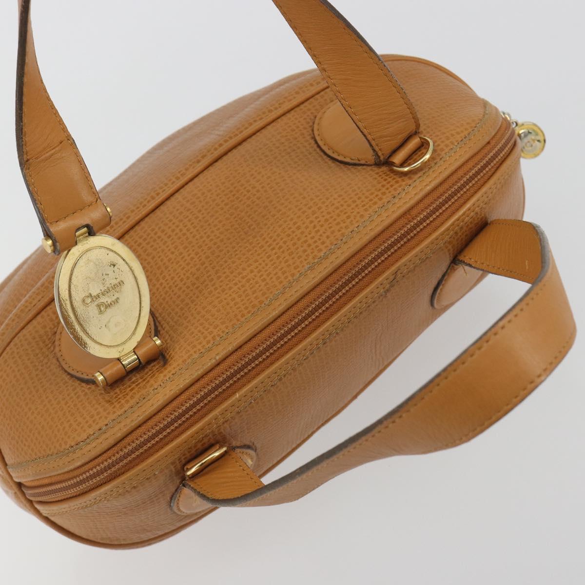 Christian Dior Hand Bag Leather 2way Brown Gold Auth bs36780