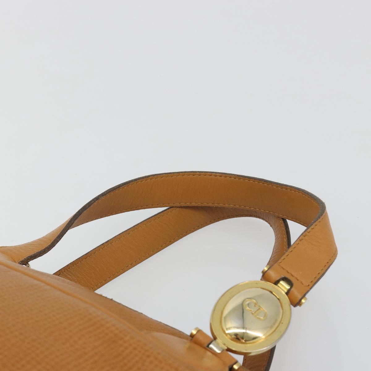 Christian Dior Hand Bag Leather 2way Brown Gold Auth bs36780