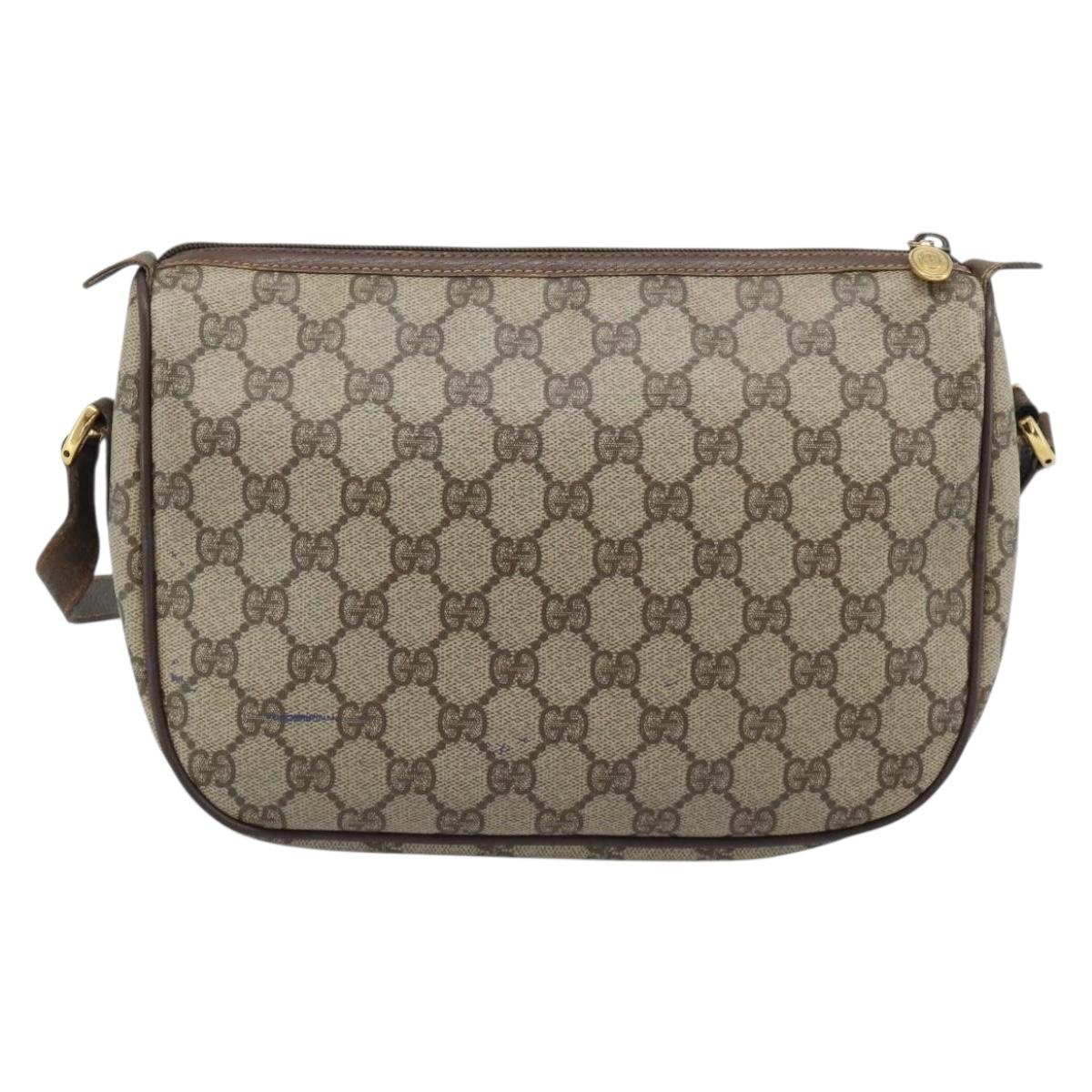 GUCCI GG Supreme Web Sherry Line Bag PVC Beige Gold 89 02 077 Auth bs36781