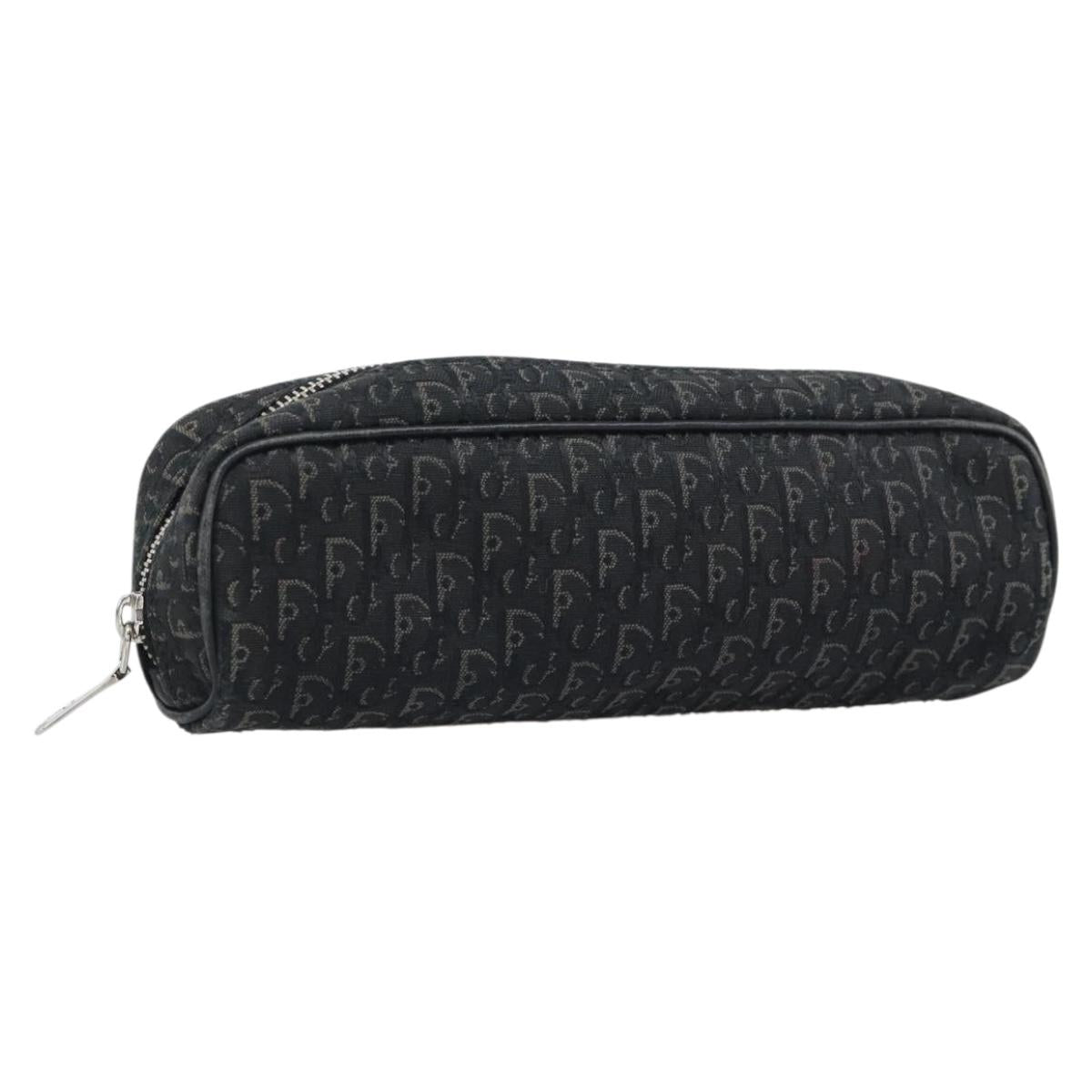 Christian Dior Trotter Canvas Pouch Black Silver Auth bs36782A
