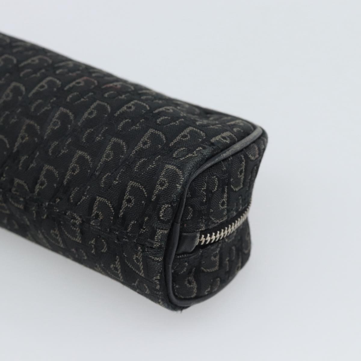 Christian Dior Trotter Canvas Pouch Black Silver Auth bs36782A