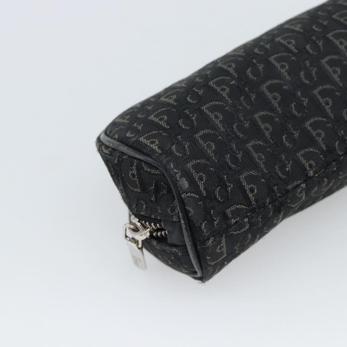 Christian Dior Trotter Canvas Pouch Black Silver Auth bs36782A