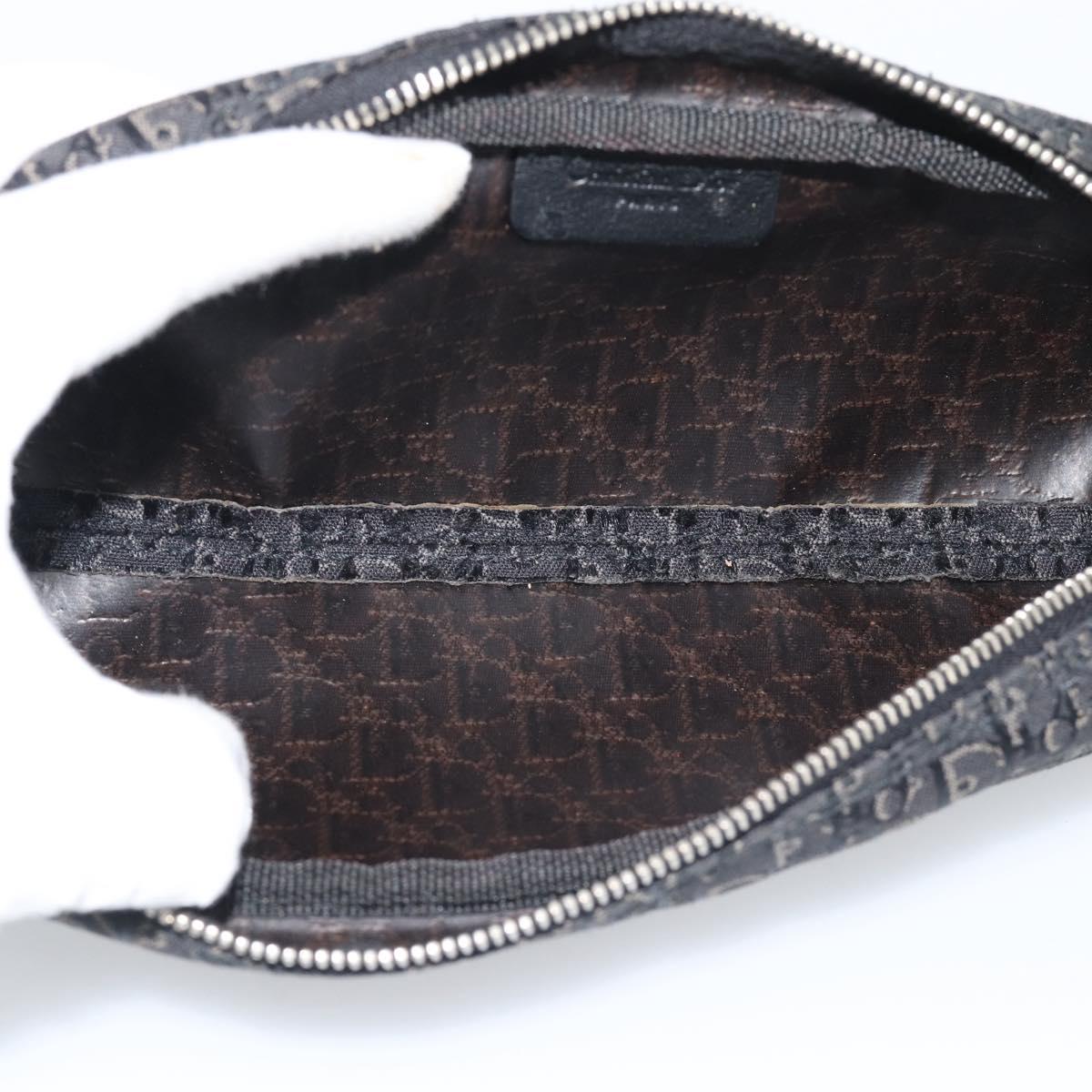 Christian Dior Trotter Canvas Pouch Black Silver Auth bs36782A