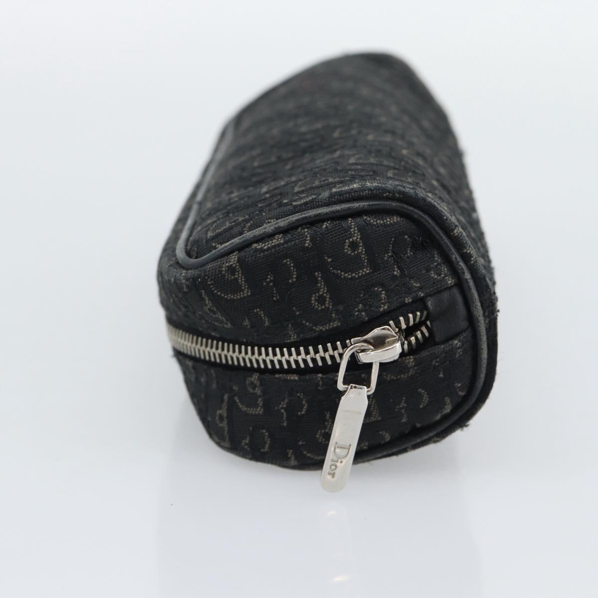 Christian Dior Trotter Canvas Pouch Black Silver Auth bs36782A