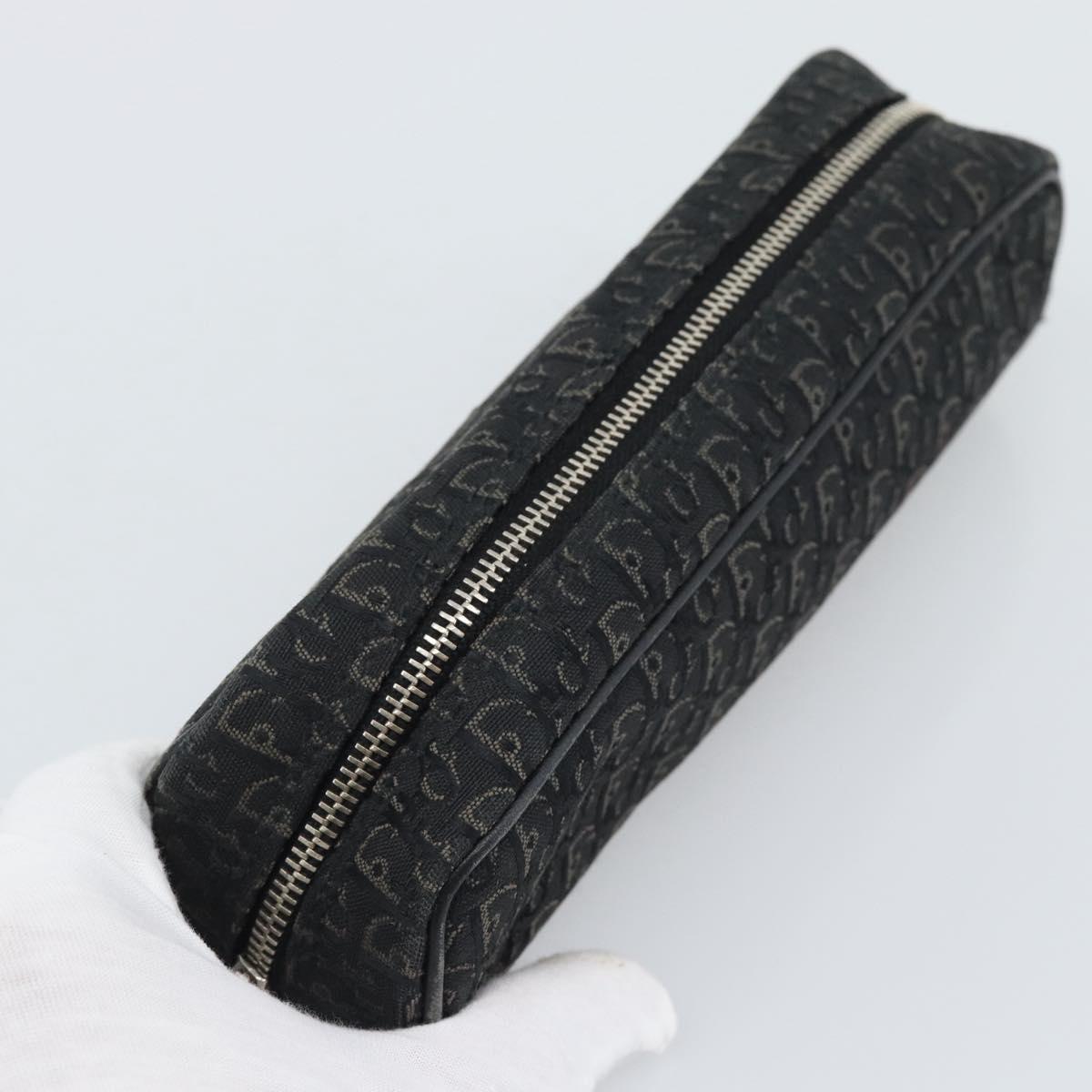 Christian Dior Trotter Canvas Pouch Black Silver Auth bs36782A