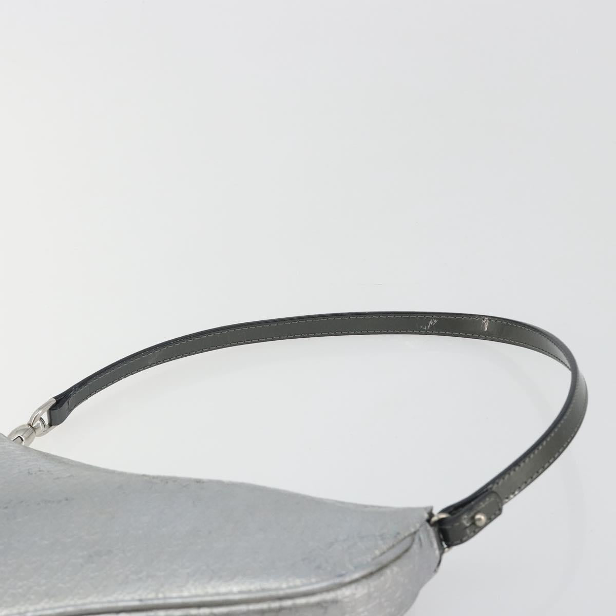 Christian Dior Trotter Canvas Saddle Accessory Pouch Leather Silver Auth bs36786
