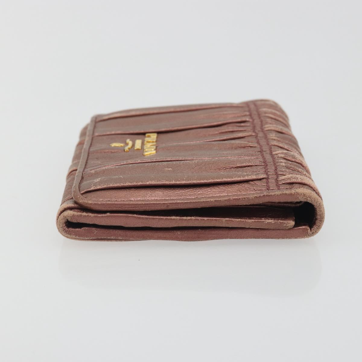 PRADA Wallet Leather 2 Set Gold Pink Auth bs36787