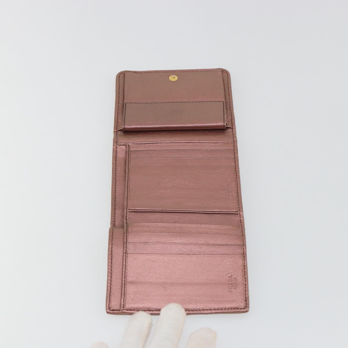PRADA Wallet Leather 2 Set Gold Pink Auth bs36787