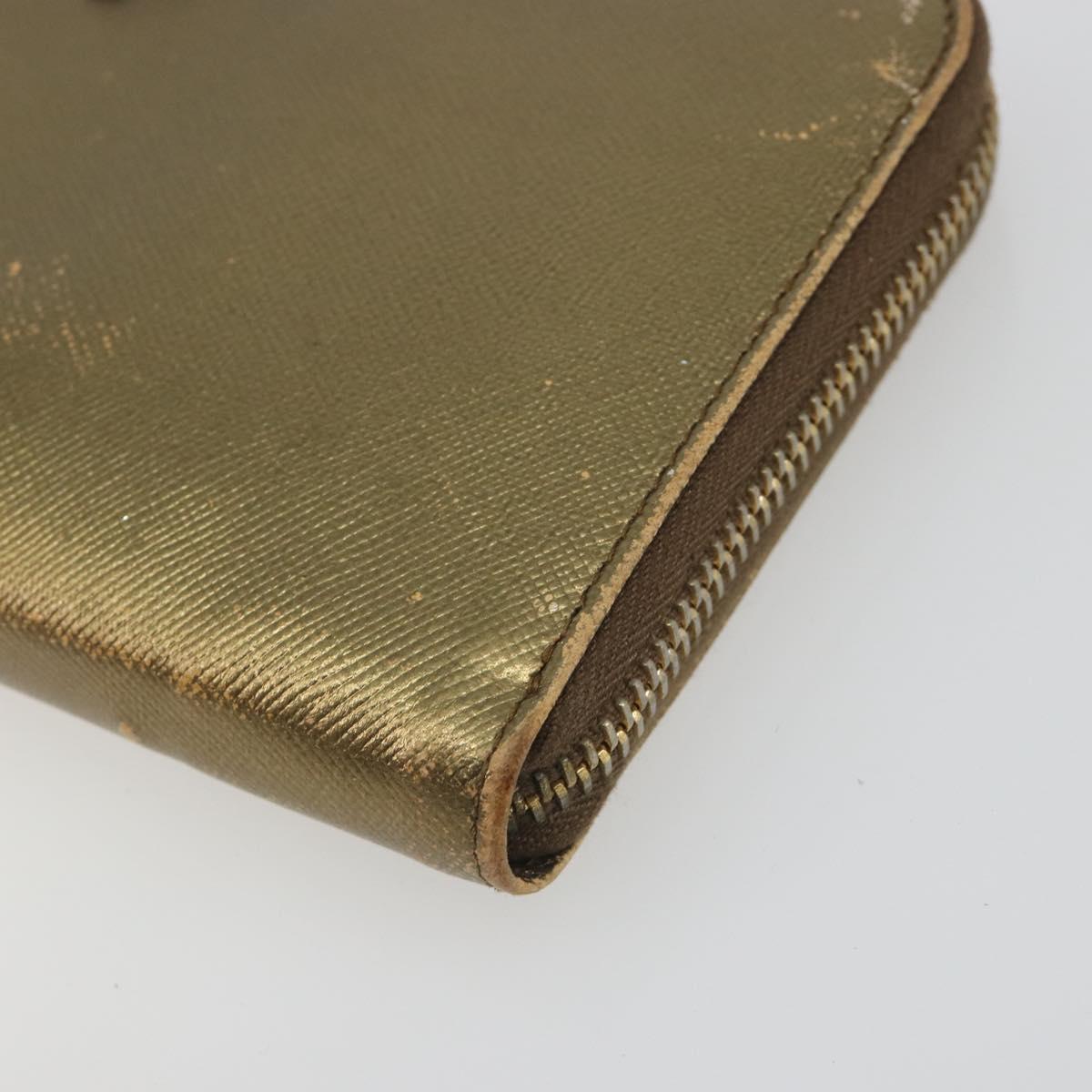 PRADA Wallet Leather 2 Set Gold Pink Auth bs36787