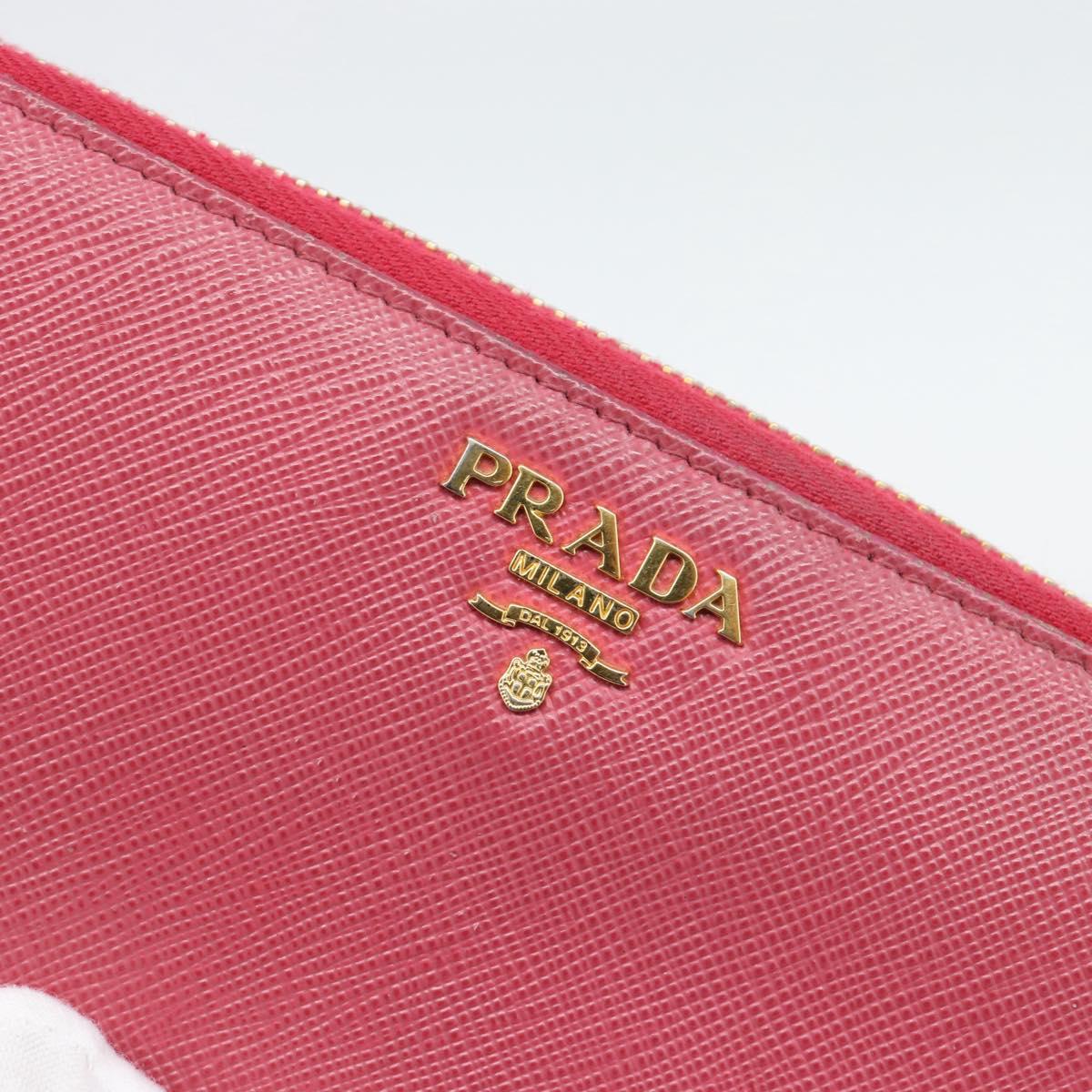 PRADA Long Wallet Safiano Leather Pink Gold Auth bs36788