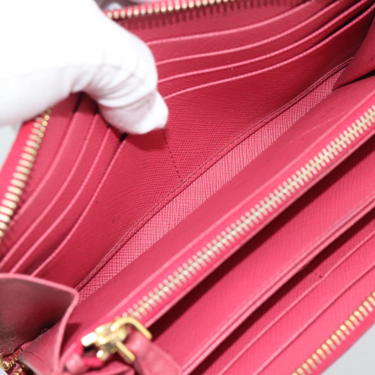 PRADA Long Wallet Safiano Leather Pink Gold Auth bs36788