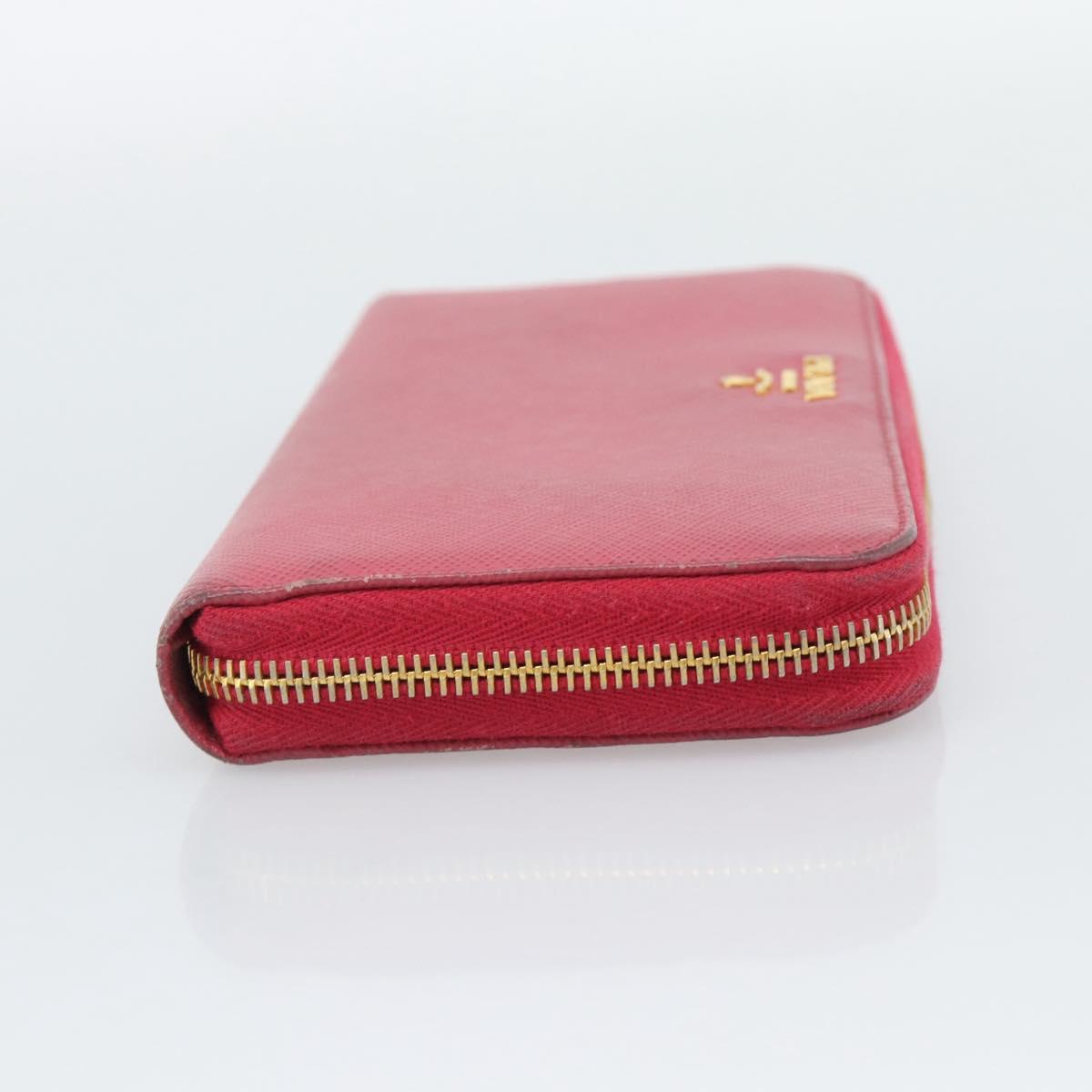 PRADA Long Wallet Safiano Leather Pink Gold Auth bs36788