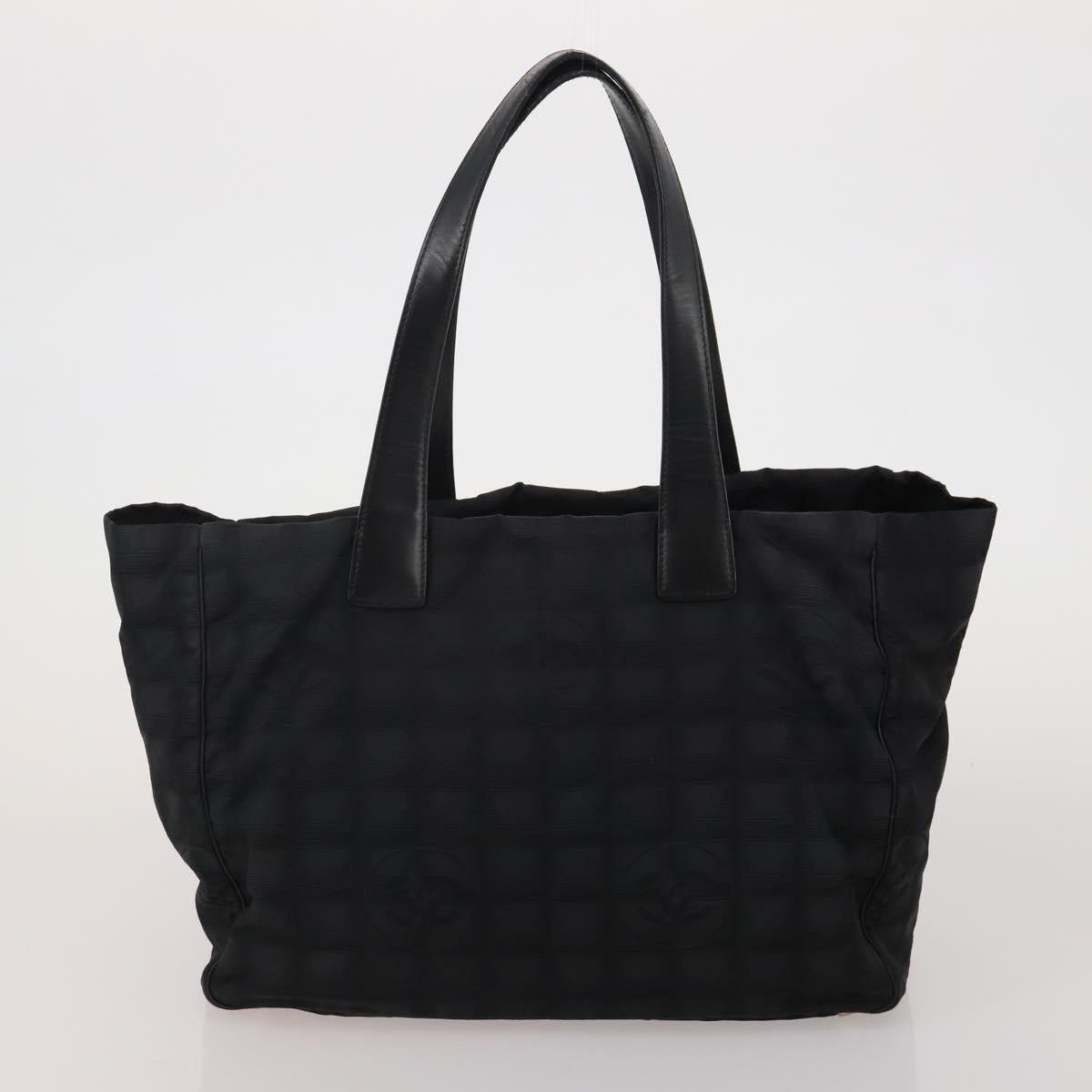 CHANEL New Travel Line Tote Bag Canvas 3 Set Black White CC Auth bs36791