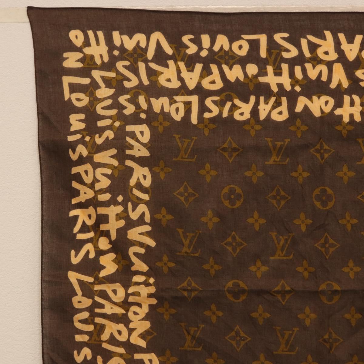 LOUIS VUITTON Monogram Graffiti Scarf Brown LV Auth bs36792V