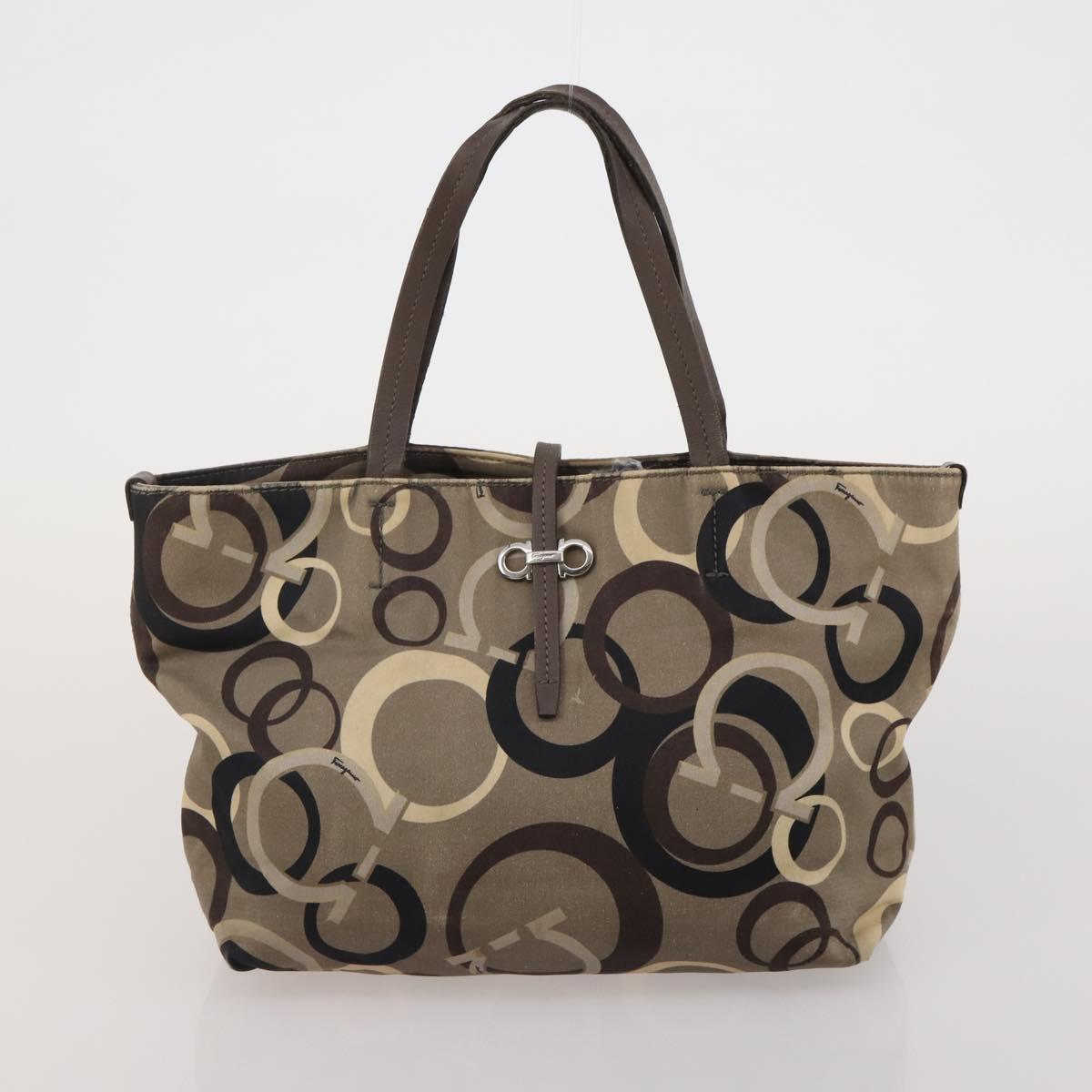 Salvatore Ferragamo Shoulder Bag Canvas 2 Set Black Brown Auth bs36793