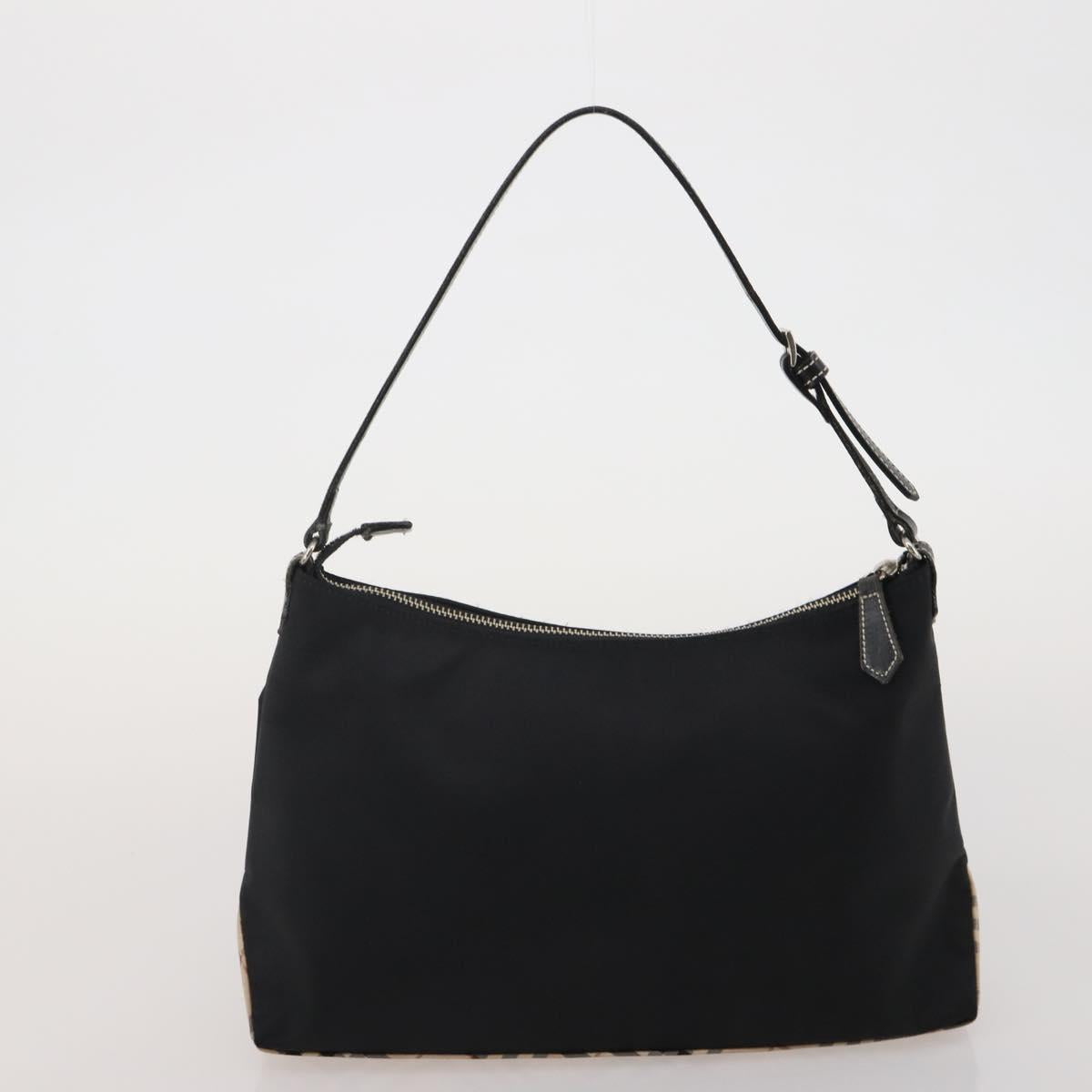 Burberrys Nova Check Blue Label Bag Canvas Leather 2way 3 Set Black Auth bs36794
