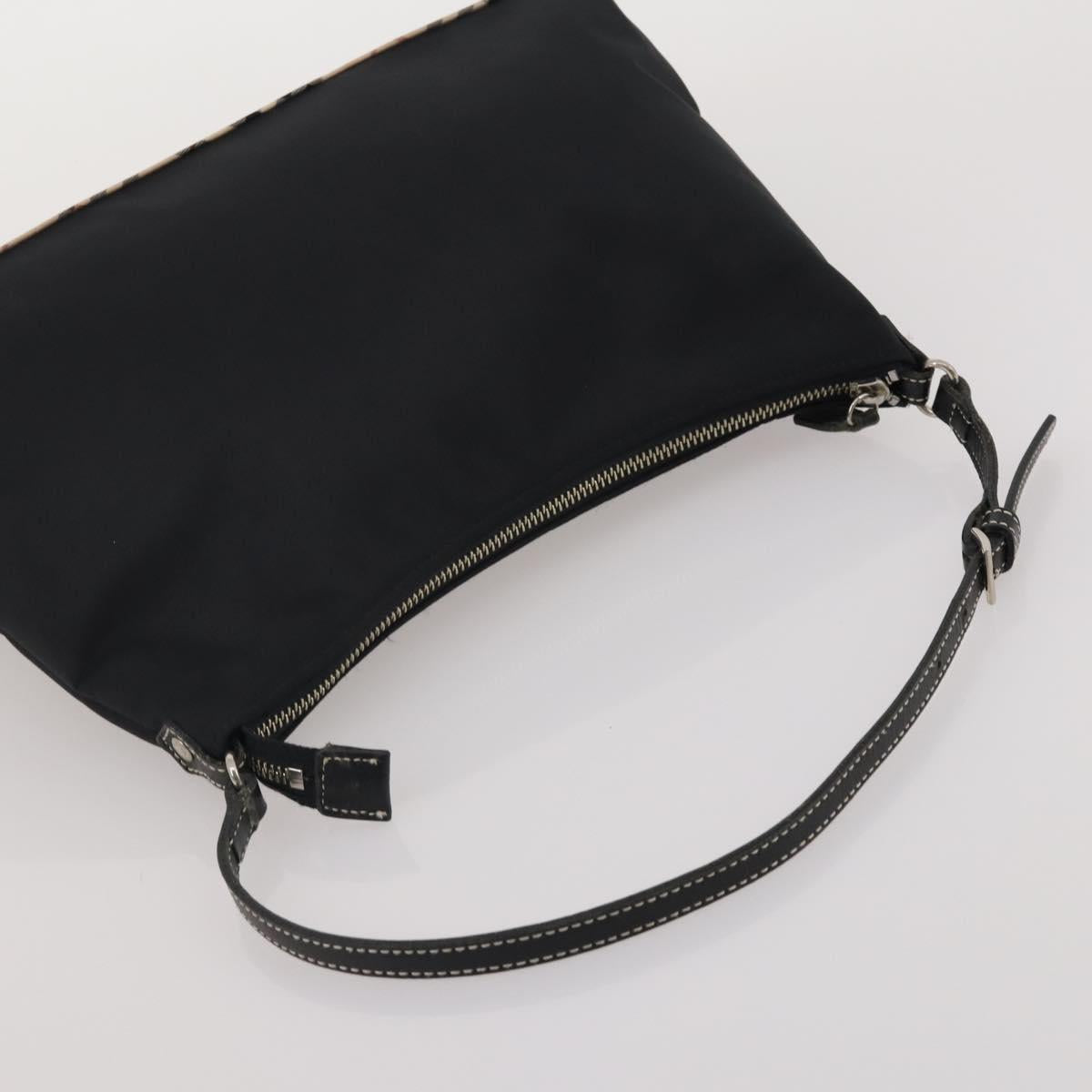 Burberrys Nova Check Blue Label Bag Canvas Leather 2way 3 Set Black Auth bs36794